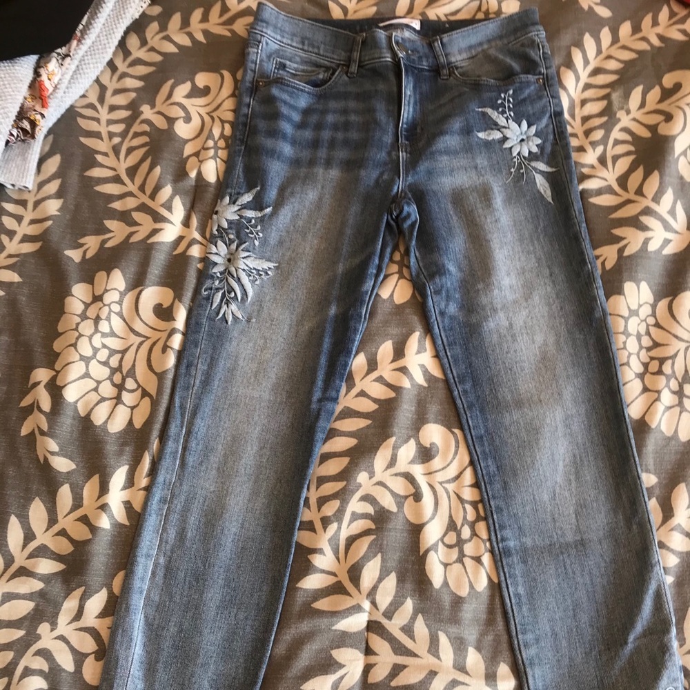 LOFT embroidered skinny modern jeans, size 28/6